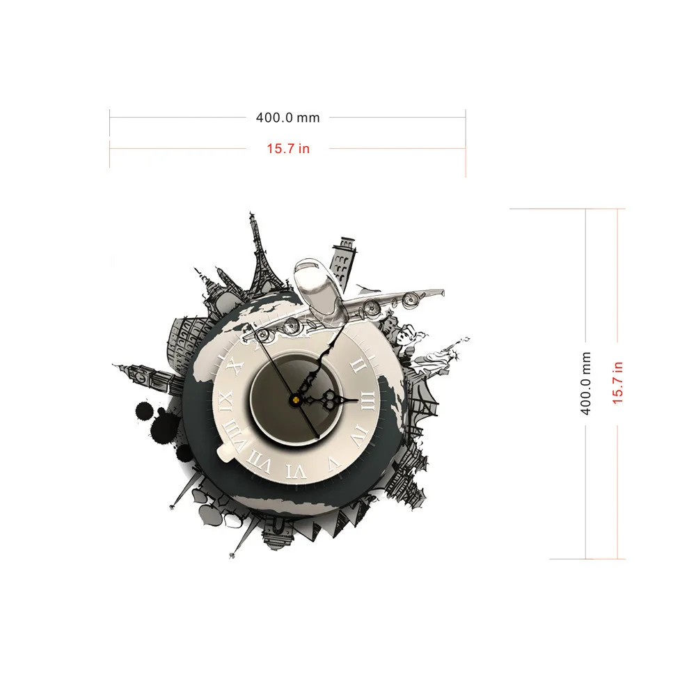 Большие настенные часы современные пластиковые 3d с изображением волшебного мира