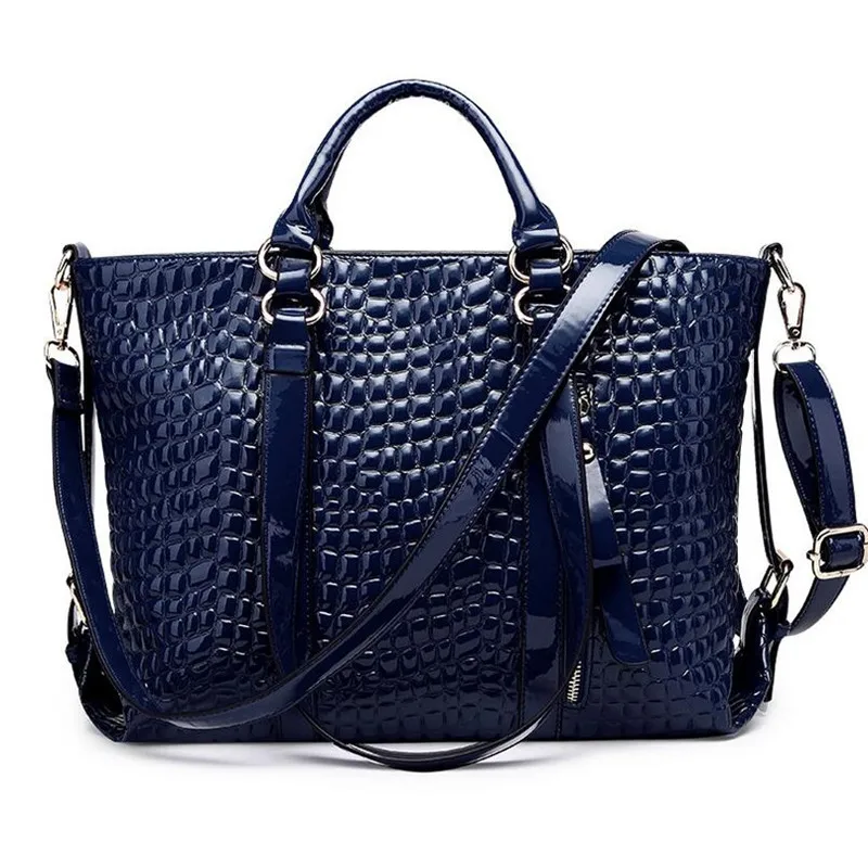High Quality Retro Women Leather Handbag Tote Bags Crocodile Alligator Ladies Messenger Bag Patent PU Leather bolsas feminin