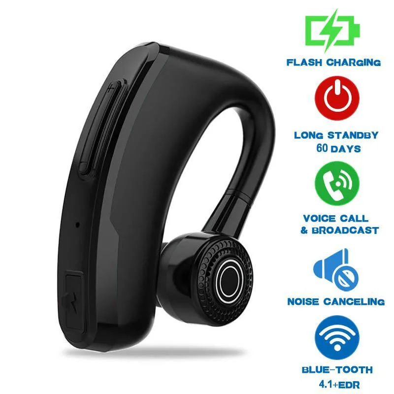 Black-V10 Новинка V9 V10 беспроводные bluetooth-наушники с громкой связью, с управлением шумом, Бизнес Беспроводная bluetooth-гарнитура с микрофоном для спорта и вождения - Цвет: Black-V10