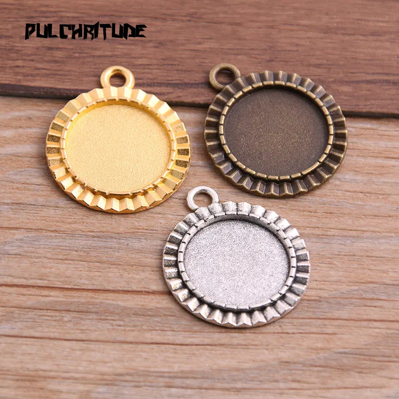 

6 шт 18 мм внутренний размер три цвета металлический сплав Простой Круглый Кабошон Кулон Установка ювелирных изделий P6906