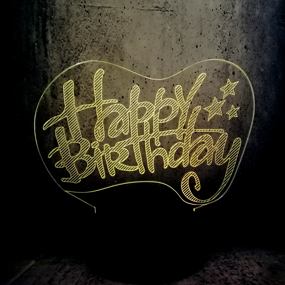 Креативный 3D светодиодный USB светильник с надписью Happy Birthday Word 7 цветов прожекторы