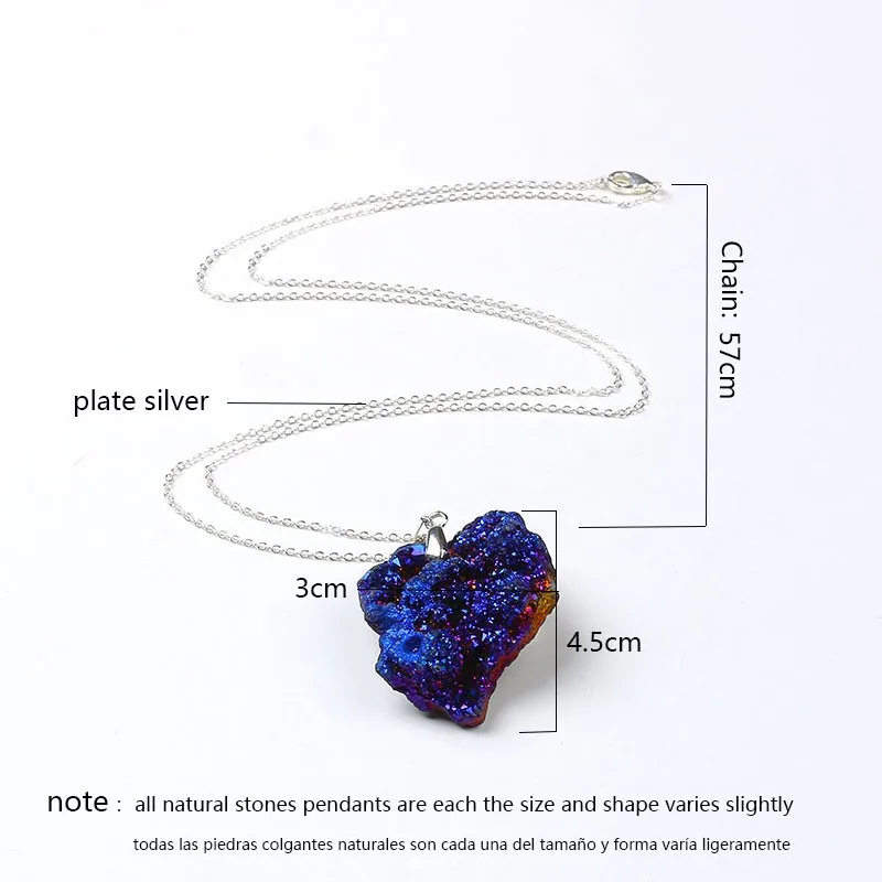 Горячая Распродажа радужные кристаллы geode druzy Кулон из натурального камня уникальное титановое Сверкающее ювелирное ожерелье подарок друзовый кварц ожерелье
