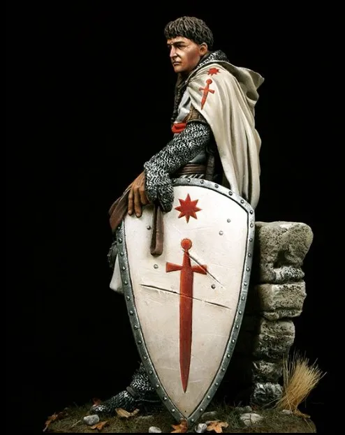 1/24 масштаб 75 мм The Crusaders Warrior неокрашенные миниатюры из смолы набор моделей