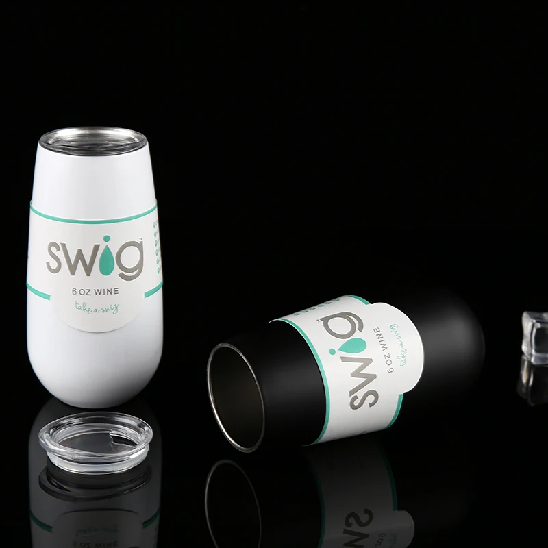 Swig Wine Cup Champagne Beer 6oz 9oz Camo With Lids Termos Stemless Flute Stainless Swig Tumbler Thermos Vacuum Flask Insulated