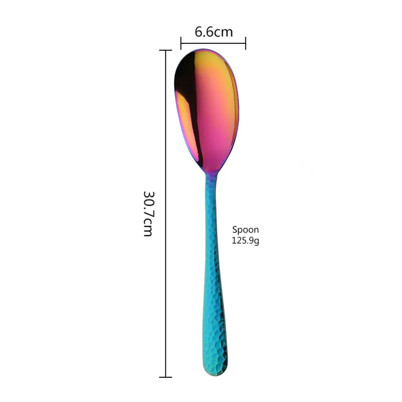 rainbow no.0 spoon 1 Салатная ложка или вилка ложка для смешивания 430 из нержавеющей стали, ресторанные ложки, столовая посуда с помощью инструментов «буфет» - Цвет: rainbow no.0 spoon 1