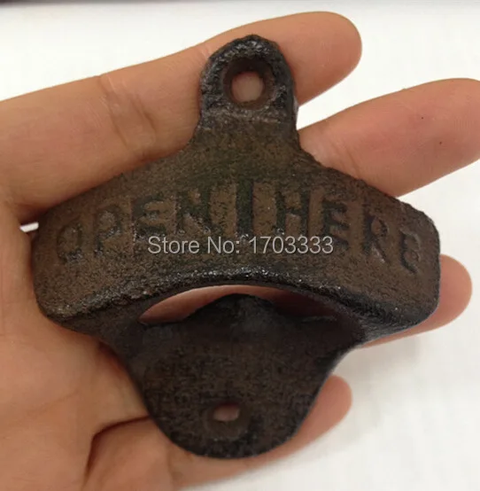 

100pcs Wall Mounted Bottle Opener Hanging Hook Beer Bottle Openers Mount Copper Cap Metal Retro with screws DHL Fedex Free