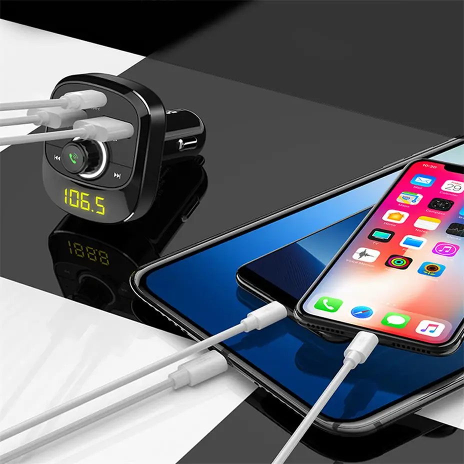 Bluetooth FM передатчик модулятор Handsfree Car Kit аудио MP3 плеер с быстрой зарядкой Type C Dual USB