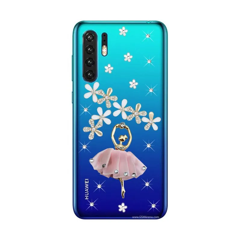 Для Huawei P30 противоударный lite чехол из прозрачного силикона Бабочка Цветы задняя