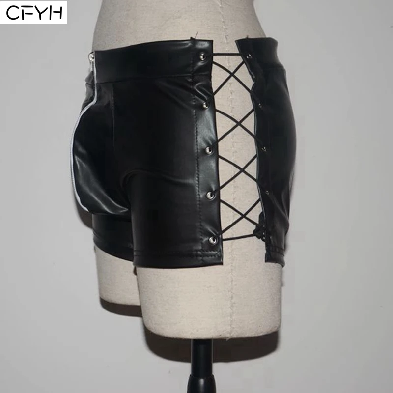 Сексуальное нижнее белье для геев мужские черные трусы-боксеры из лакированной