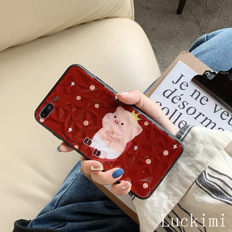 Для iphone 6 S P 6SP 7 8 x xs xR MAX plus чехол роскошный Алмазный милый мультяшный поросенок