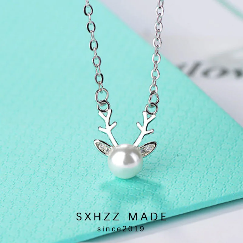 SXHZZ 2019 рождественское ожерелье с искусственным жемчугом из стерлингового
