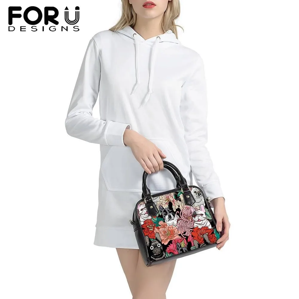 FORUDESIGNS/мужская кожаная сумка через плечо панель в форме французского бульдога с