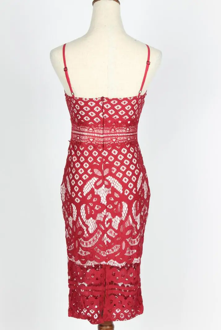 Кружевное платье EDGLulu весна лето 2019 облегающие платья миди черные красные наряды