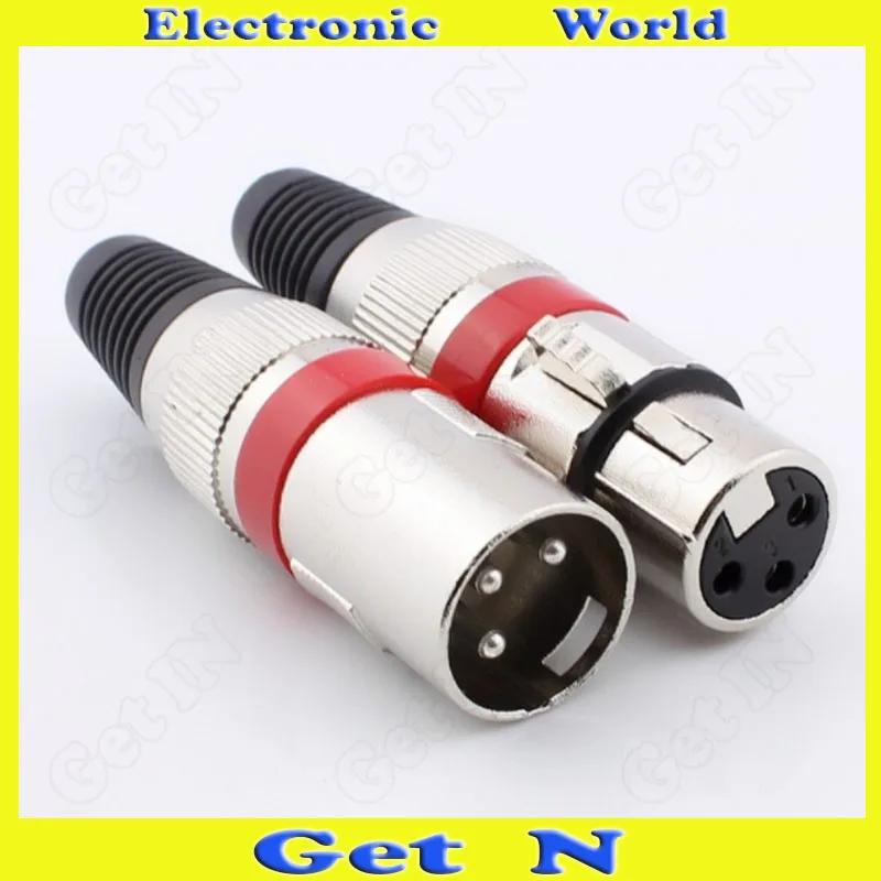 

30pcs Full-Metal 3-Pole Red Female/Blue Male Cannon XLR Connector Plug for Microphone 3-Pole Cannon