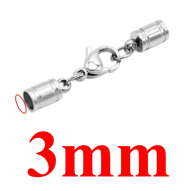 hole 3mm 5 шт./лот, 2, 3, 4, 5, 6 мм, застежка-карабин, застежка из нержавеющей стали, пряжка с кожаным шнуром для изготовления кожаных браслетов DIY - Цвет: hole 3mm