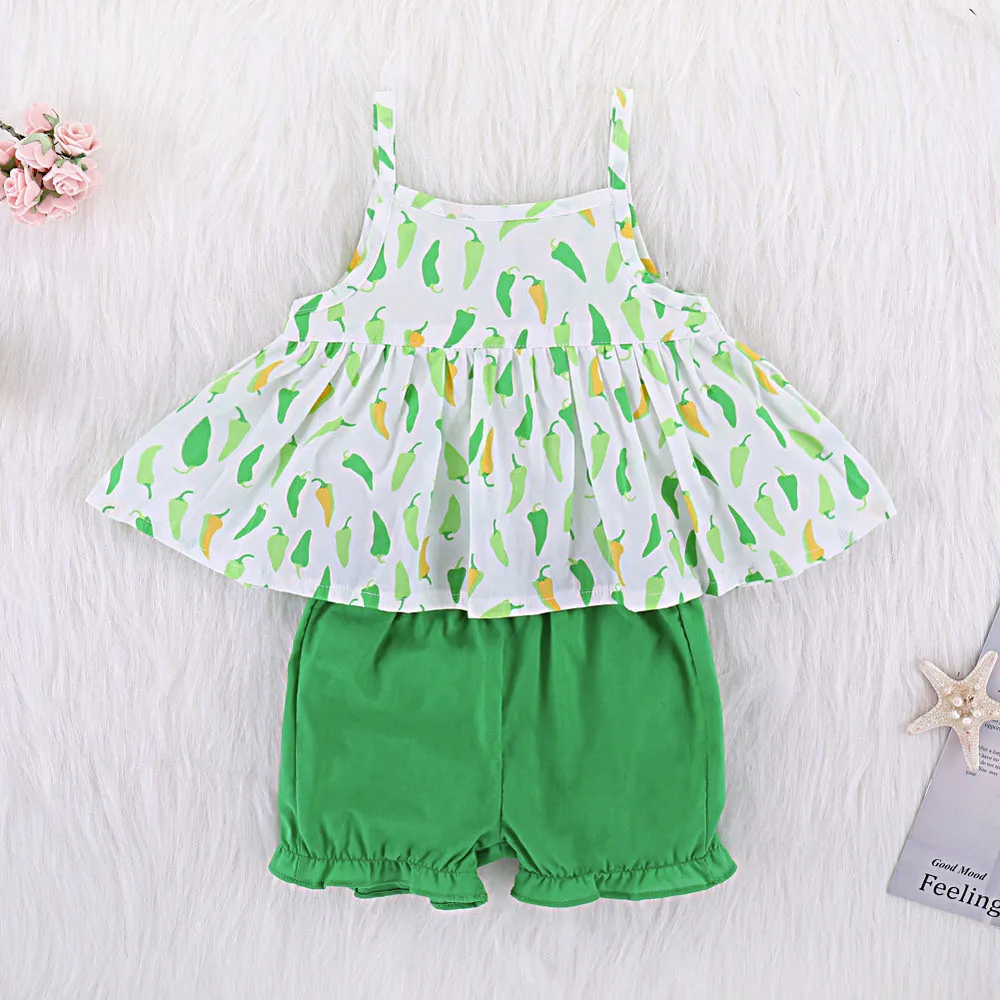 Лидер продаж летняя одежда для девочек Детский комплект из 2 предметов маленьких