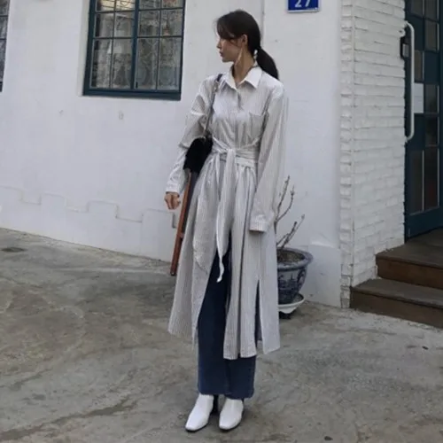 Новое летнее OL платье Boho Воротник женское в полоску с длинным рукавом кружево