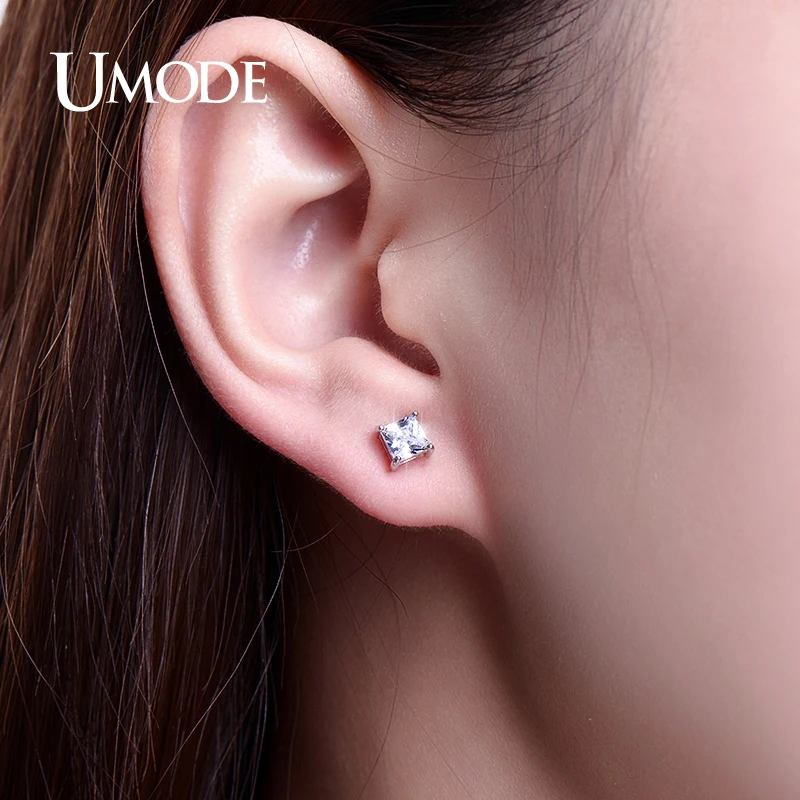 Женские серьги-гвоздики с кристаллами UMODE ювелирные изделия из фианита