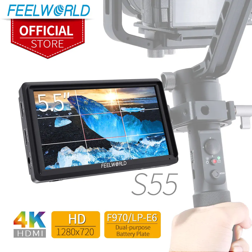 Монитор FEELWORLD S55 4K 5 дюйма IPS камера монитор для цифровой зеркальной камеры фокус