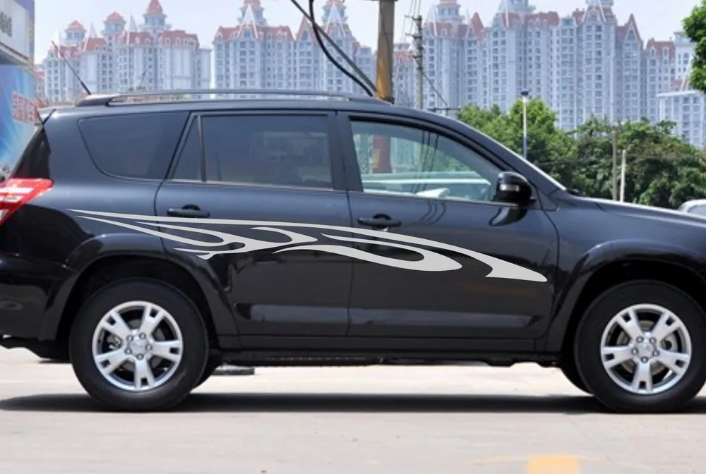 Автомобильные наклейки гоночная полоса пламени 100 ''для RAV4 виниловые