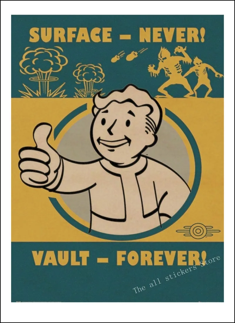 Fallout 3 4 игровой плакат серия Fallout игра Ретро плакат, крафт-бумага для бара кафе домашний декор Настенная роспись/9005 - Цвет: 6