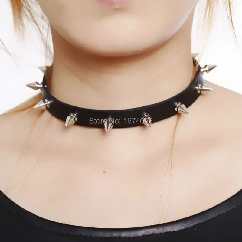 Модные ювелирные изделия ручной работы в стиле панк фетиш шипы воротник кожаный