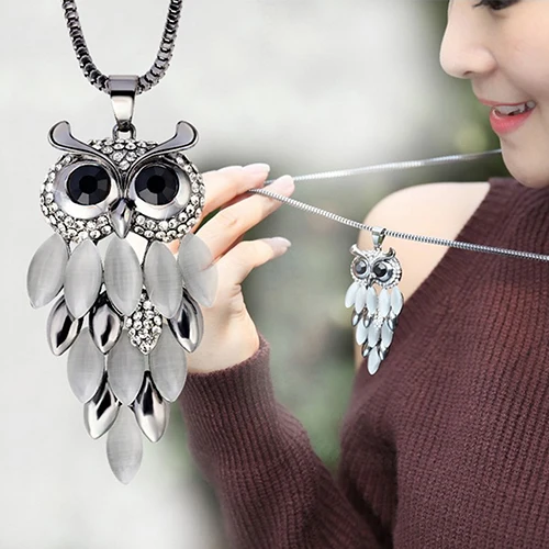 Hot Women's Lovely Owl Pendant Rhinestone Long Sweater Box Chain Necklace Jewelry BEK7 | Украшения и аксессуары