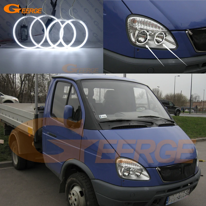 Для ГАЗ Газель 3302 2003 2004 2005 2006 2007 2008 2009 отличное ультра-яркая подсветка с холодным катодом(CCFL) Ангельские глазки комплект Halo Кольцо