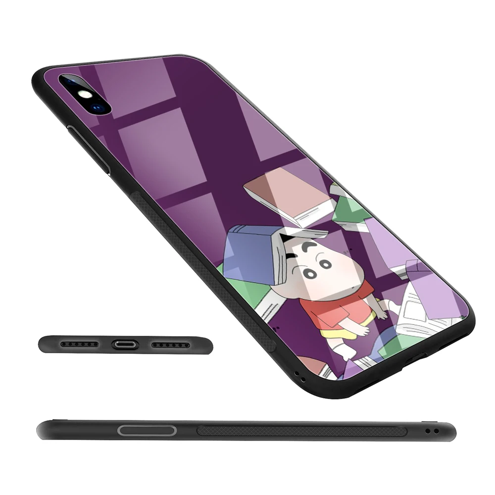 Lavaza симпатичный Crayon Shinchan закаленное стекло ТПУ чехол для iPhone XS Max XR X 8 7 6 6S Plus 5 5S SE |