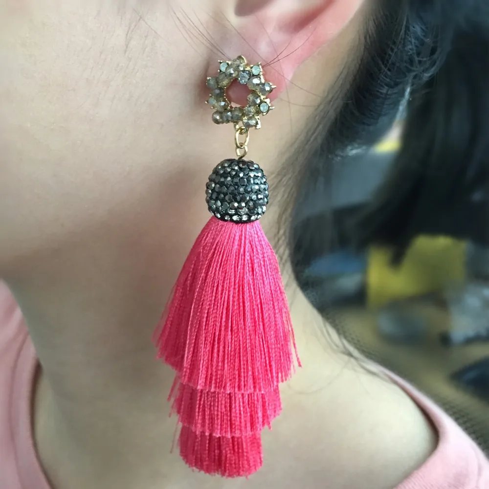 GUFEATHER L190 7.9cm jewelry accessories parts making hand made silk tassel overlapping diy | Украшения и аксессуары