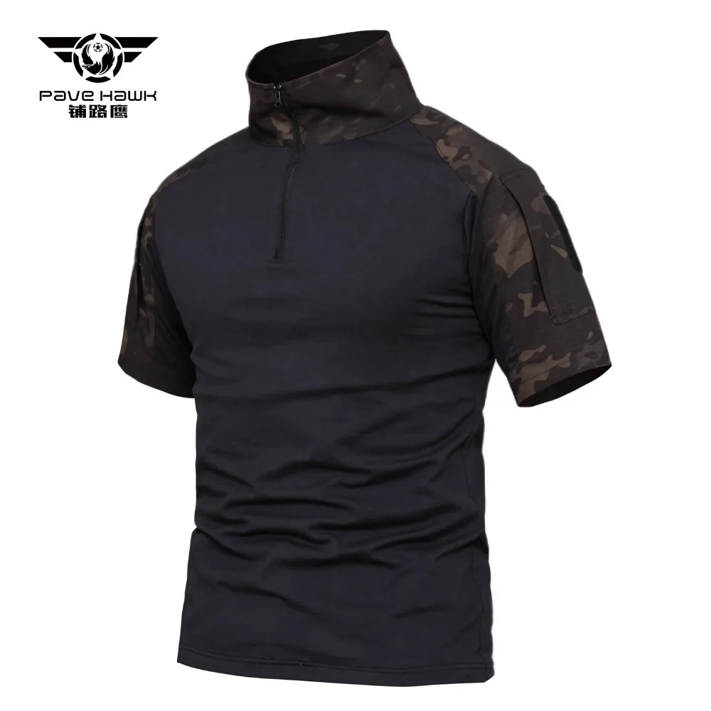 Outdoor Summer Camping Hunting Training Military Lapel Short Sleeve Breathable T Shirt Army Fan CS Tactical Cmouflage Clothes images - 6