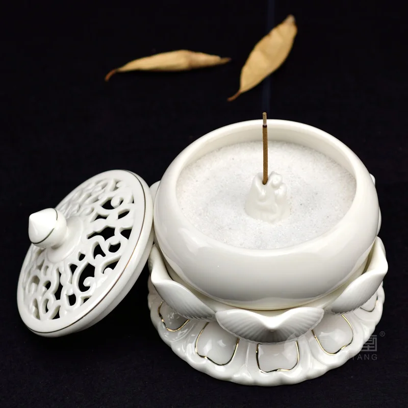 

Dai Yutang ceramic Lotus flower fragrance incense ornaments Buddhist Zen Lotus Buddha incense stick insert/stove