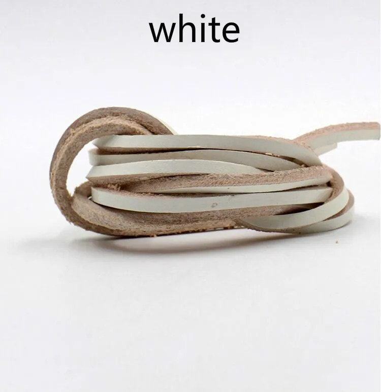 white Новая мода года! 1 пара износостойких шнурков из натуральной кожи, регулируемые шнурки для ботинок - Цвет: white