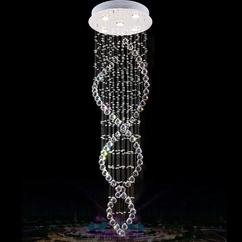 Modern Crystal Chandelier Dia45* H150cm Double Spiral Design Lustres de teto Stair Lighting | Лампы и освещение