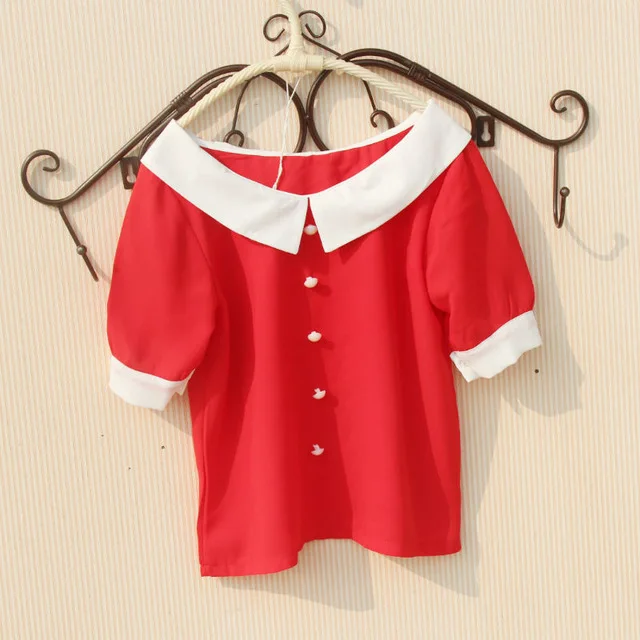 A3528 red tops Коллекция года, летняя школьная блуза для маленьких девочек-подростков белый топ на бретелях, топы для девочек, блузки Детские рубашки детская одежда для детей возрастом 6, 8, 10, 12 лет - Цвет: A3528 red tops
