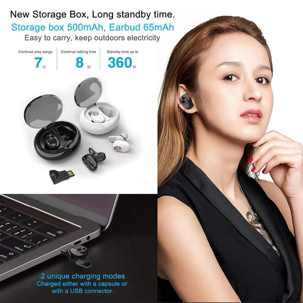 Sago Earbuds Bluetooth 5.0 True Sports Earphone 3D Stereo IPX65 Sweat Proof Earphones with Mic for IphonX XS XMS | Электроника