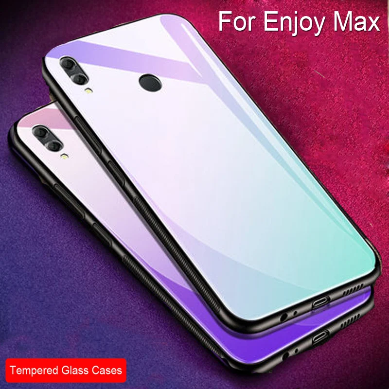 

Gradient Tempered Glass Case Back Cover For Huawei Enjoy Max max Soft Silicone Shell For Huawei Enjoy Max Protective Cases