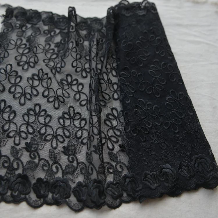 1M/lot Width 34cm exquisite black skin color embroidery mesh lace widened skirt swing baby clothes accessories SC230 | Дом и сад