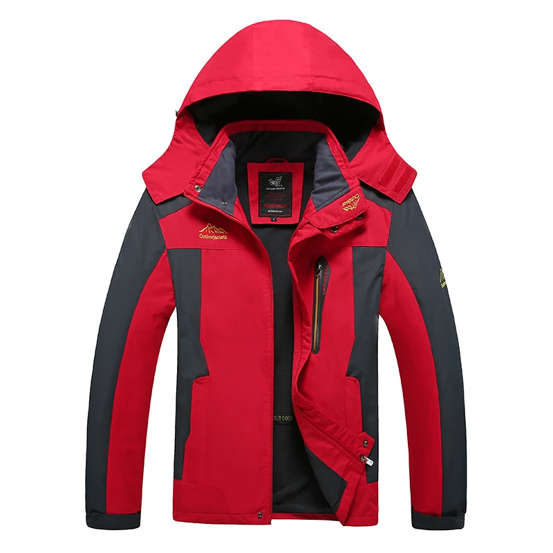 Weight 130kg Can Wear Men Outdoor Windbreaker Warm Softshell Mens Hiking Jackets Waterproof Big Size 7XL 8XL Male Camping Coats