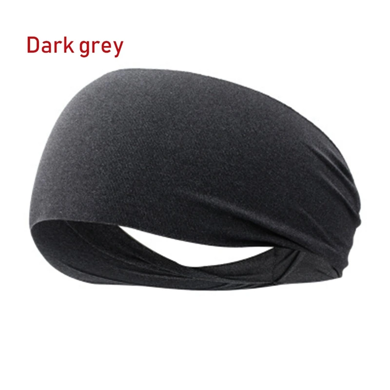 Dark Grey 1 шт., красочная эластичная ткань, повязка на голову для йоги, спортивный Напульсник для женщин/мужчин, Беговая резинка для волос, тюрбан, фитнес-повязка, спортивные аксессуары - Цвет: Dark Grey