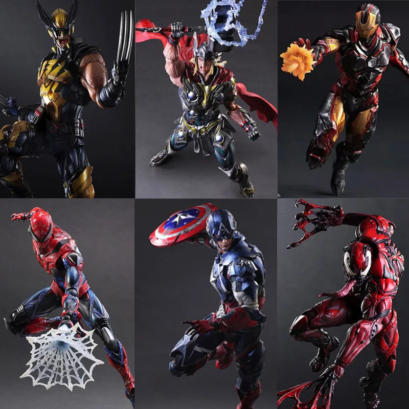 Play Arts Kai Iron Man Doctor Strange Venom Капитан Америка Дэдпул PA 27 см ПВХ фигурки куклы игрушки
