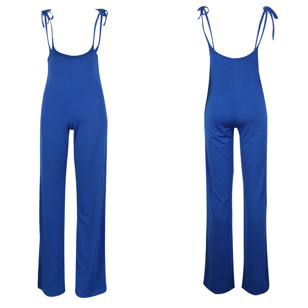 

XUANSHOW Wide Leg Pants Female 2018 Fashion Sexy Slim Fit Bandage High Waist Women's Trousers Lace Up Jumpsuit Overalls Rompers
