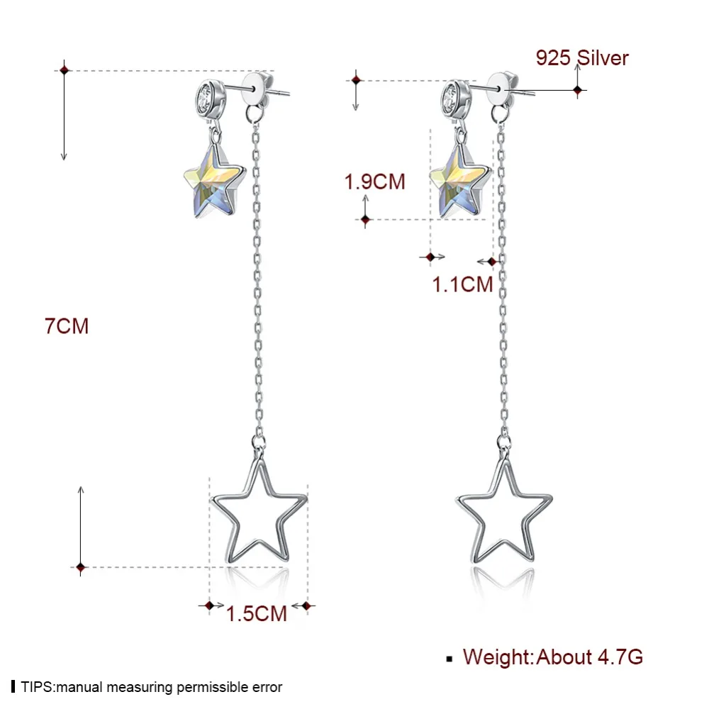 New Arrival LEKANI Crystals from Swarovski Element 925 Sterling Silver Sparkling Star Drop Earrings Bijoux Explosion | Украшения и