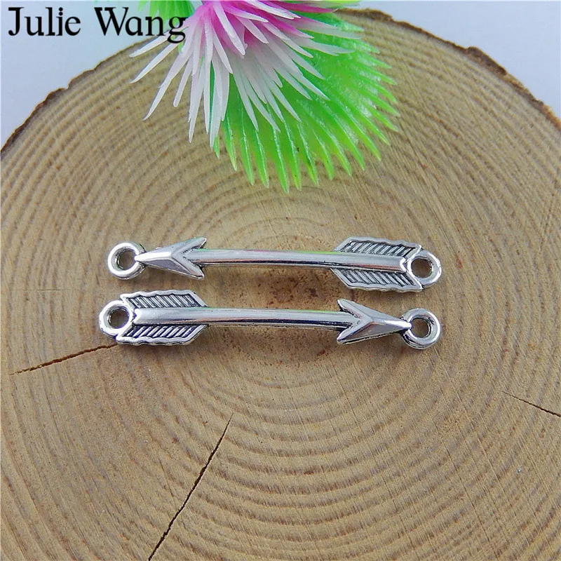 

Julie Wang 40pcs Curved Arrows Alloy Antique Silver Connectors Charms For Necklace Pendants Findings Jewelry Making Accessory