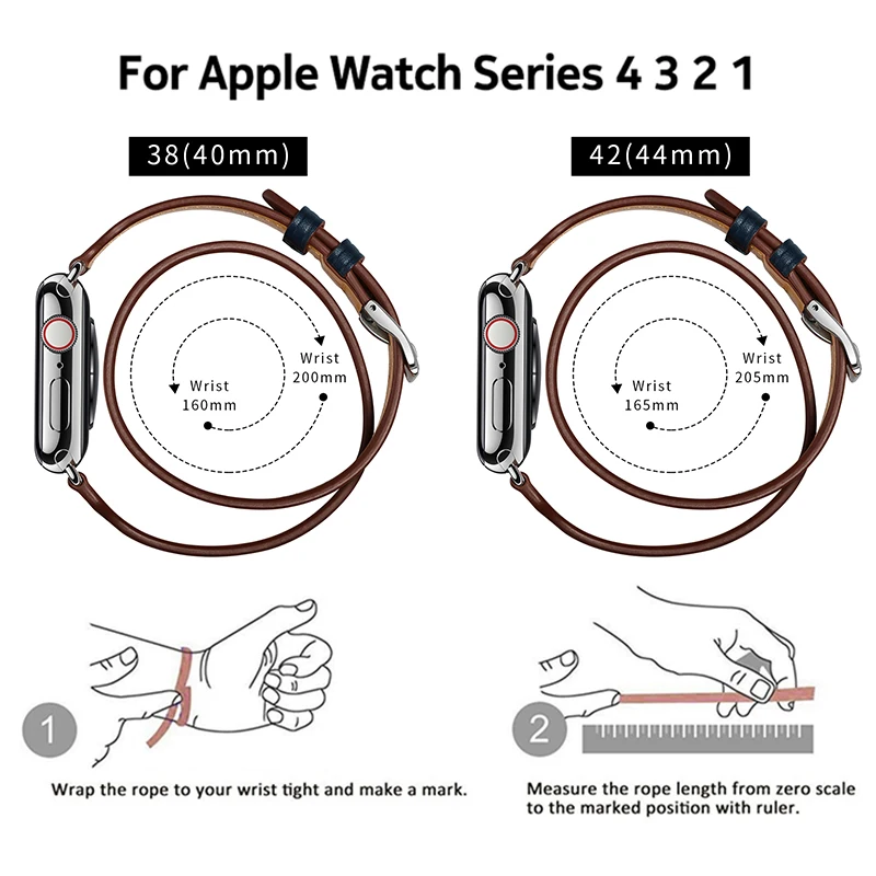 Laforuta двойной тур цикл для Apple Watch band 40 мм 44 iWatch кожаный ремешок 38 42 экстра длинный