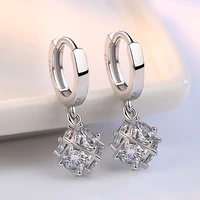 30 silver plated fashion shiny crystal square star ladies stud earrings jewelry anti allergy wholesale female women gift