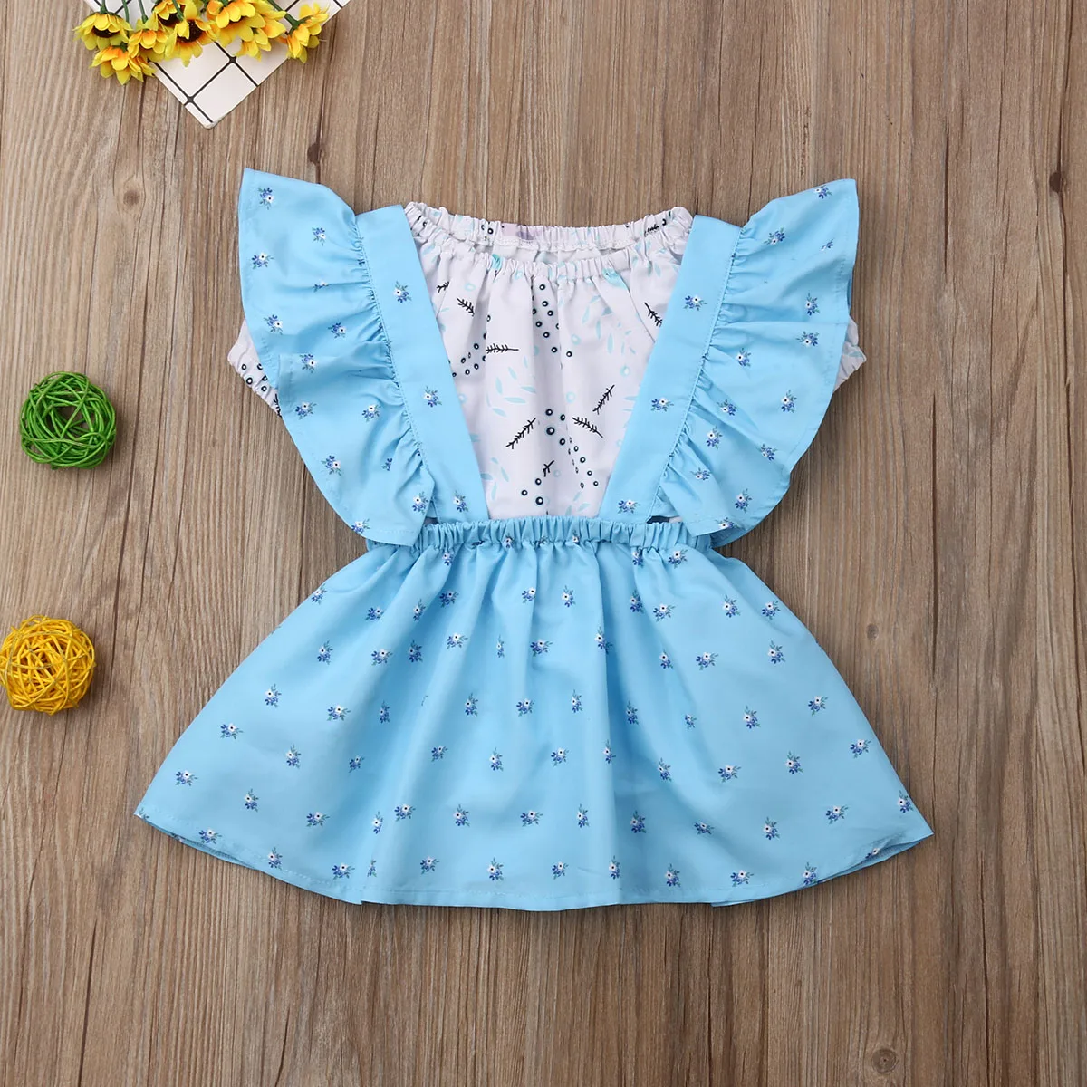 Toddler Kids Baby Girl Outfit Clothes Sets Flowers Print T-shirt Tops+Tutu Bib Dress 2PCS Set | Детская одежда и обувь