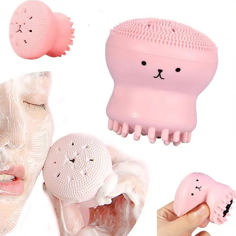 1 шт. милая маленькая силиконовая щетка для очистки лица в форме осьминога с