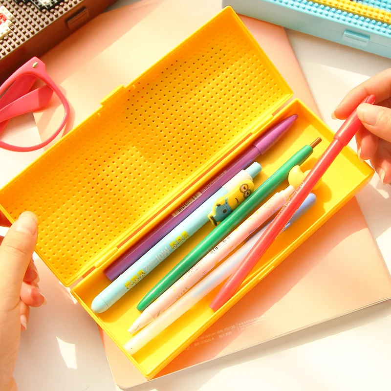 Дизайнерские строительные блоки мультяшная пластиковая коробка карандаш