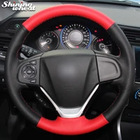 shining wheat red black genuine leather car steering wheel cover for honda crv cr v 2012 2015